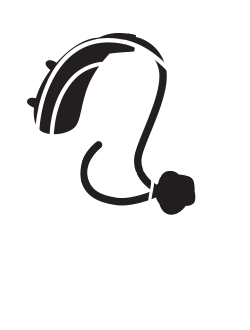 A drawing of a behind the ear style hearing aid in the ear