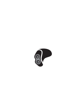 A drawing of a completely in the canal style hearing aid in the ear